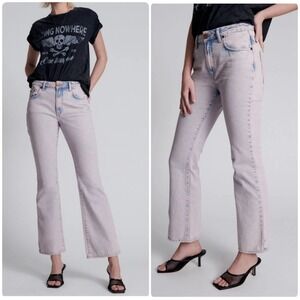 One Teaspoon Charlie High Waist Slim Flared Denim Jeans Pink Haze W29 Cotton